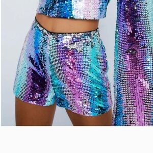 NWT Nasty Gal Premium Multi Sequin Knicker Shorts  Size US 14